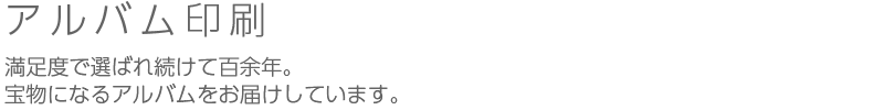 アルバム印刷：満足度で選ばれ続けて百余年。宝物になるアルバムをお届けしています。